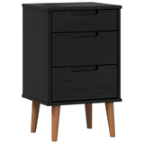 Bedside Cabinet Black 40 x 35 x 65 cm Solid Pine Wood 42020933