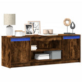 TV Cabinet with LED Smoked Oak 139.5x34x50 cm Engineered Wood 852198