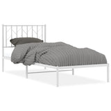 Metal Bed Frame without Mattress with Headboard White 90x200cm 374479