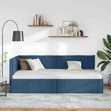 Corner Bed Frame with Headboard Blue 100 x 200 cm Velvet 42016478