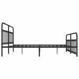 Bed Frame Black Powder-Coated Steel Double Bed Durable 352602