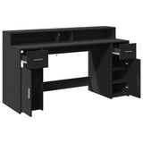 Desk with LED Lights Black 160x55x91 cm Engineered Wood 3309430