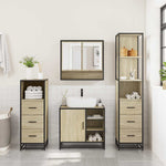 ZNTS 4 Piece Bathroom Furniture Set Sonoma Oak Engineered Wood 3301296