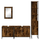 4 Piece Bathroom Furniture Set Smoked Oak Engineered Wood 3214812