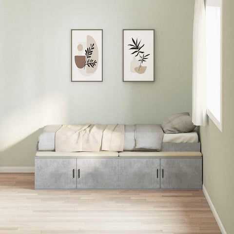Storage Bed Frame Concrete grey 75 x 190 cm Engineered wood 3335216