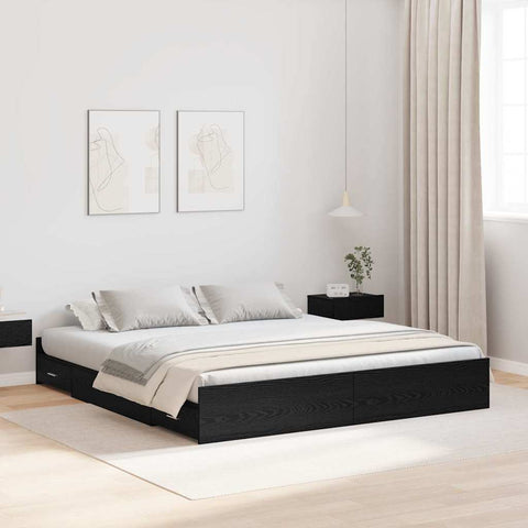 Storage Bed Frame Black oak 180 x 200 cm Engineered wood 3335270