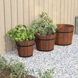 3 Piece Wooden Bucket Planter Set Solid Wood Fir 363361