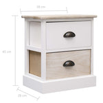 Nightstands 2 pcs White and Natural 38x28x45 cm Paulownia Wood 284057