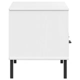 TV Cabinet with Metal Legs White Solid Wood Pine OSLO 351026