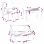 Garden Sofa Set 4 pcs Brown 75 x 45 x 38cm Solid Acacia wood 3325227