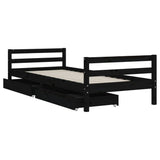 Kids Bed Frame with Drawers Black 80x200 cm Solid Wood Pine 834437