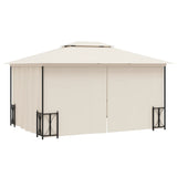 Gazebo with Sidewalls&Double Roofs 3x4 m Cream 318543