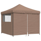 Foldable Party Tent Pop-Up with 4 Sidewalls Brown 4004932