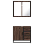 ZNTS 2 Piece Bathroom Furniture Set Brown Oak Engineered Wood 3300899