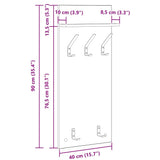 Wall-Mounted Coat Rack with Shelf Black Oak 40 x 10 x 90 cm 874452
