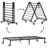 Bed Frame without Mattress Foldable Black 75x190 cm Steel 4103957