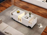 Led Coffee with 2 Drawer Storage, High Gloss Coffee for Living Room Unique Shape Centre N605P287896W