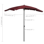 ZNTS Garden Parasol with Pole 200x130 cm Bordeaux Red 315555