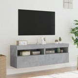 TV Wall Cabinets with LED Lights 2 pcs Concrete Grey 60x30x40 cm 837190
