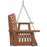 Garden Swing Bench with Metal Chains Brown Solid Wood Fir 4008981