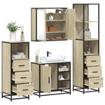 ZNTS 4 Piece Bathroom Furniture Set Sonoma Oak Engineered Wood 3301266