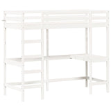 Loft Bed without Mattress White 75x190 cm Small Single Solid Wood Pine 842863