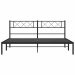 Metal Bed Frame without Mattress with Headboard Black 193x203cm 372283