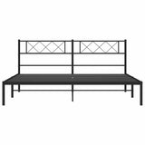 Metal Bed Frame without Mattress with Headboard Black 193x203cm 372283