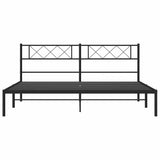 Metal Bed Frame without Mattress with Headboard Black 193x203cm 372283