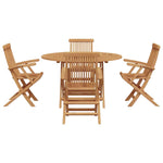 Garden Dining Set Folding 5 pcs Brown Solid Teak wood 3385970