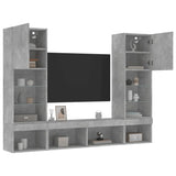5 Piece TV Wall Units with LED Concrete Grey Engineered Wood 3216693