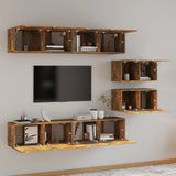 4 Piece TV Cabinet Set Smoked Oak Engineered Wood 3114603