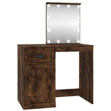 Dressing Table with LED Smoked Oak 90x50x132.5 cm Engineered Wood 816773