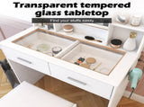 White, hemp surface particle board with triamine, 2 drawers and 4 shelves, dressing table set, LED 74629101