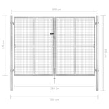 Garden Gate Galvanised Steel 300x175 cm Silver 144765