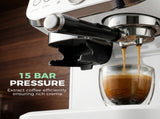 Bean to Cup Coffee Machine, Espresso Machine with Integrated Bean Grinder & Steam Wand, White T3398P550308