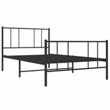 Metal Bed Frame without Mattress with Footboard Black 100x190cm 352492