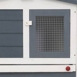 170843 Outdoor Large Rabbit Hutch Grey and White 201x45x85 cm Wood