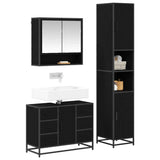 Bathroom Furniture Set 3 pcs Black Oak Engineered Wood 3402487