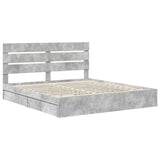 Storage Bed Concrete Grey 200 x 200 cm Engineered Wood 3411875