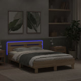 Bed Frame with LED without Mattress Sonoma Oak 135x190 cm Double 3207569