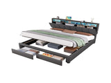Super King, Grey Linen LED Upholstered Storage Bed with charging Station parcel 1 N652P333636G