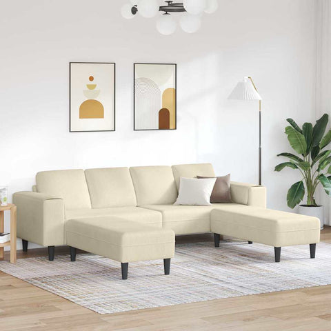 Fabric Sofa with Cushion Cream 208 cm Corduroy fabric 3335133