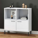 Bookcase with Metal Legs White 90x35x90.5 cm Solid Wood OSLO 351017