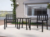 3 Piece Patio Bistro Set with Plastic Top, 2 Stackable Chairs, Galvanised Steel Frame, Grey T3398P327939