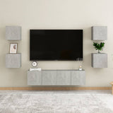 6 Piece TV Cabinet Set Concrete Grey Engineered Wood 3079080