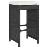 Garden Bar Stools with Cushions 2 pcs Black Poly Rattan 368686