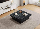 Modern square coffee table with marble look, Centre Tea Table with 4 Sliding Drawers, Coffee End N605P375112B