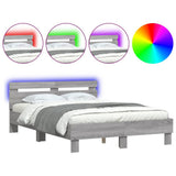 Bed Frame with LED without Mattress Grey Sonoma 120x200 cm 3207558