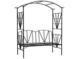 Garden Bench, 2 Seater Outdoor Patio Bench, Metal Garden Loveseat with Arch for Vines and Climbing T3398P547940